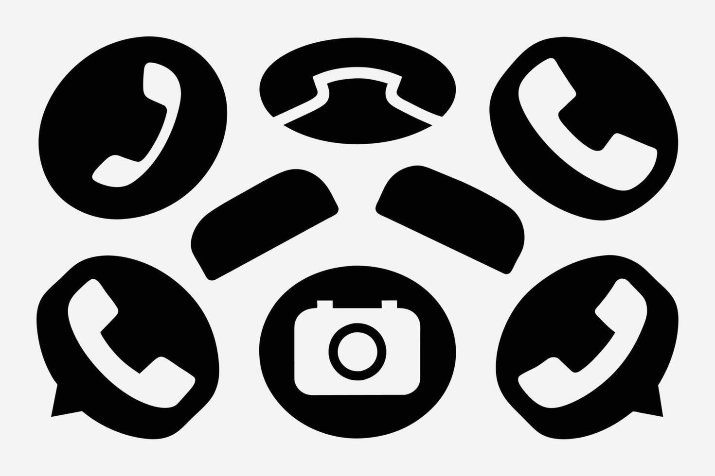 telefon ikon samling. enkel svart och vit telefon ring upp symbol vektor