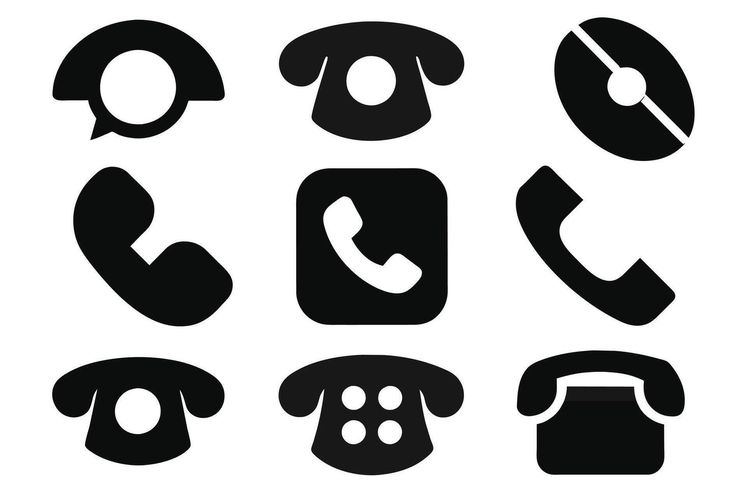 Telefon Symbol Sammlung. einfach schwarz und Weiß Telefon Anruf Symbol vektor