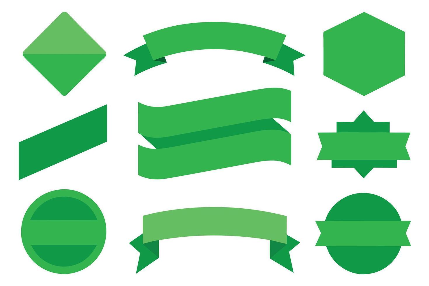 Sammlung von Grün Bänder Stichworte Abzeichen und Etiketten isoliert Weiß Hintergrund vektor