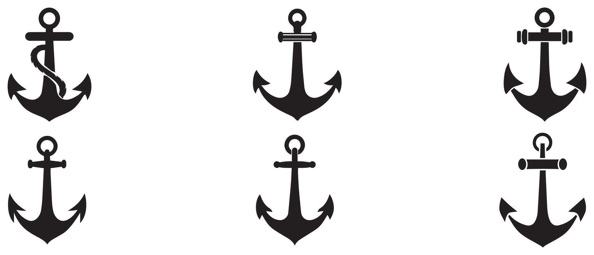 ankare havs hav svart ikon symbol båt pirat roder nautisk illustration design. vektor