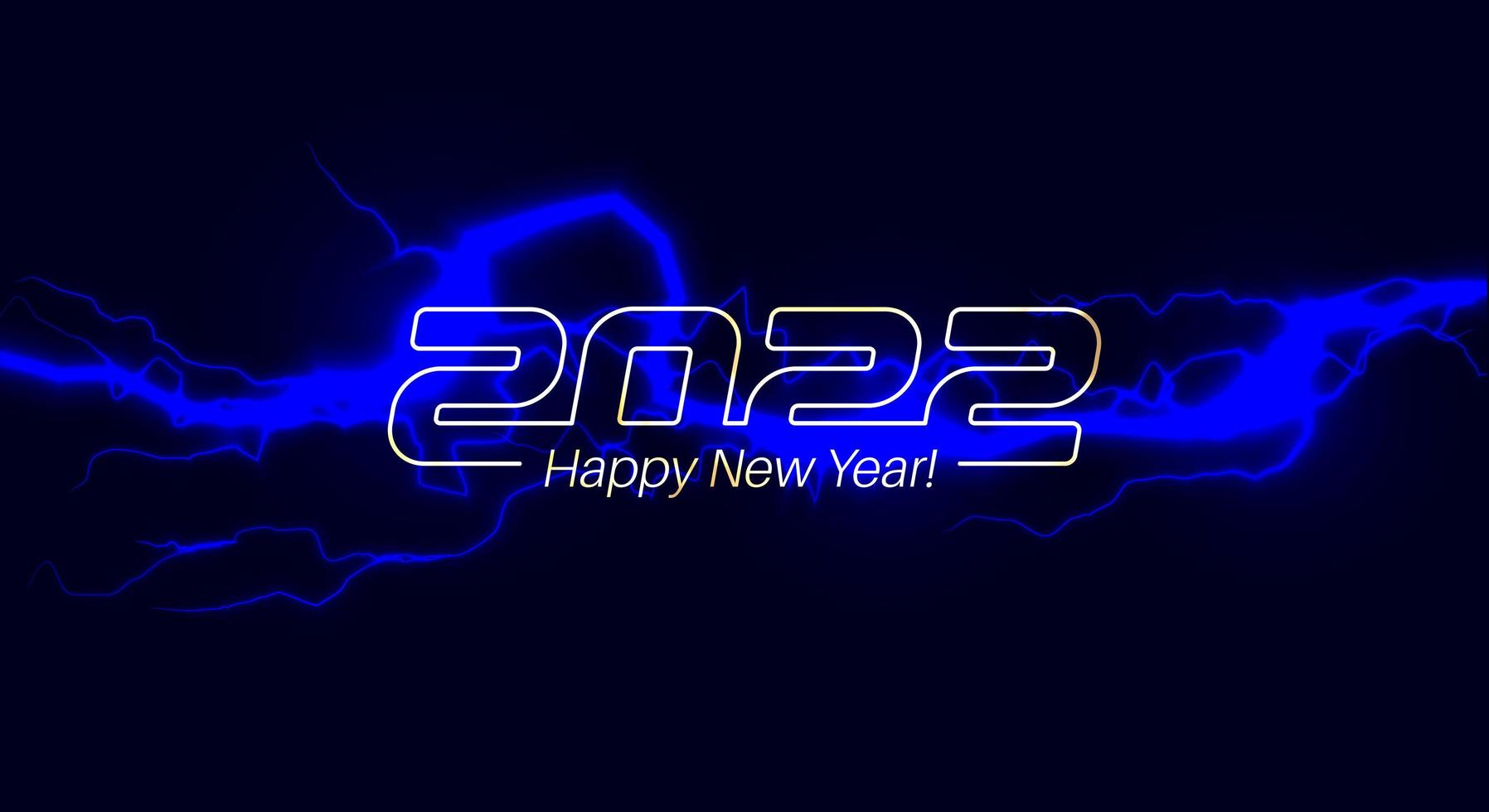 nyårsomslag för ett kort eller kalender med blå blixt med modern linjetypografidesign vektorillustration för 2022 år vektor