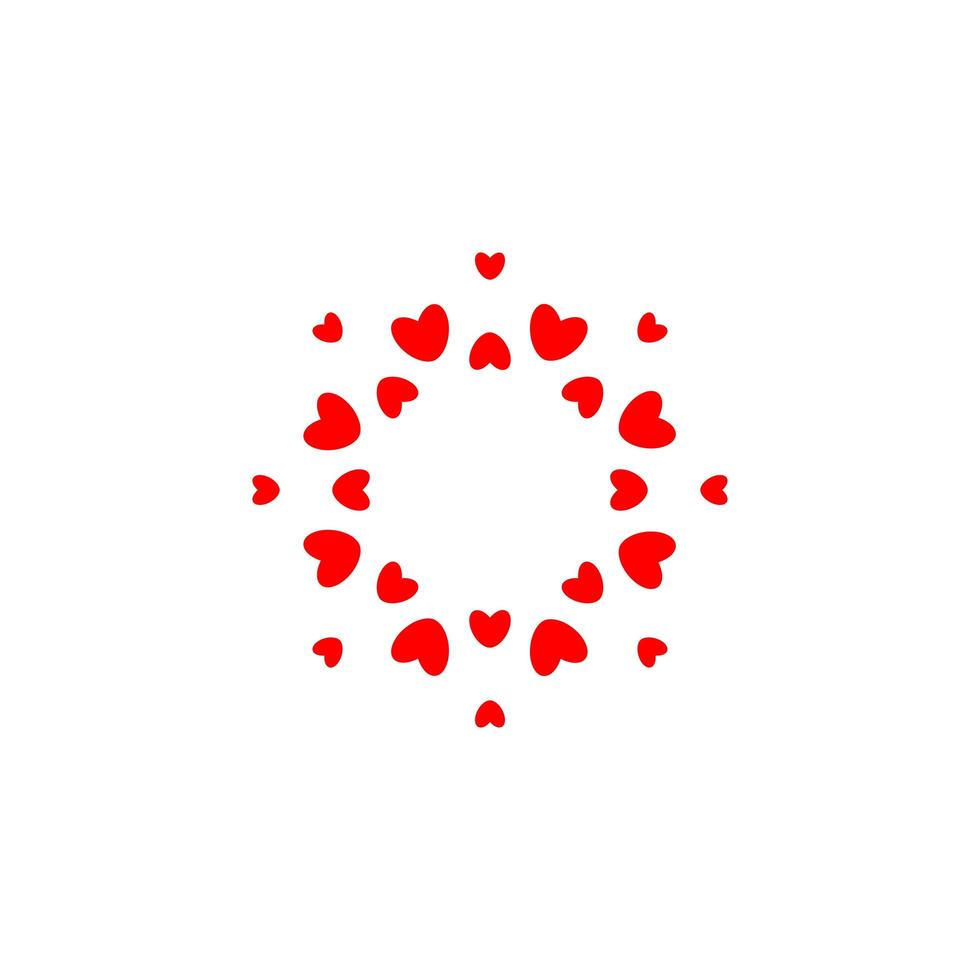 abstraktes Liebeslogo. Kreis der Herzen. Rahmen für Liebesfoto. glückliches Familiensymbol. Vektor isoliert Emblem Vorlage auf weißem Hintergrund.