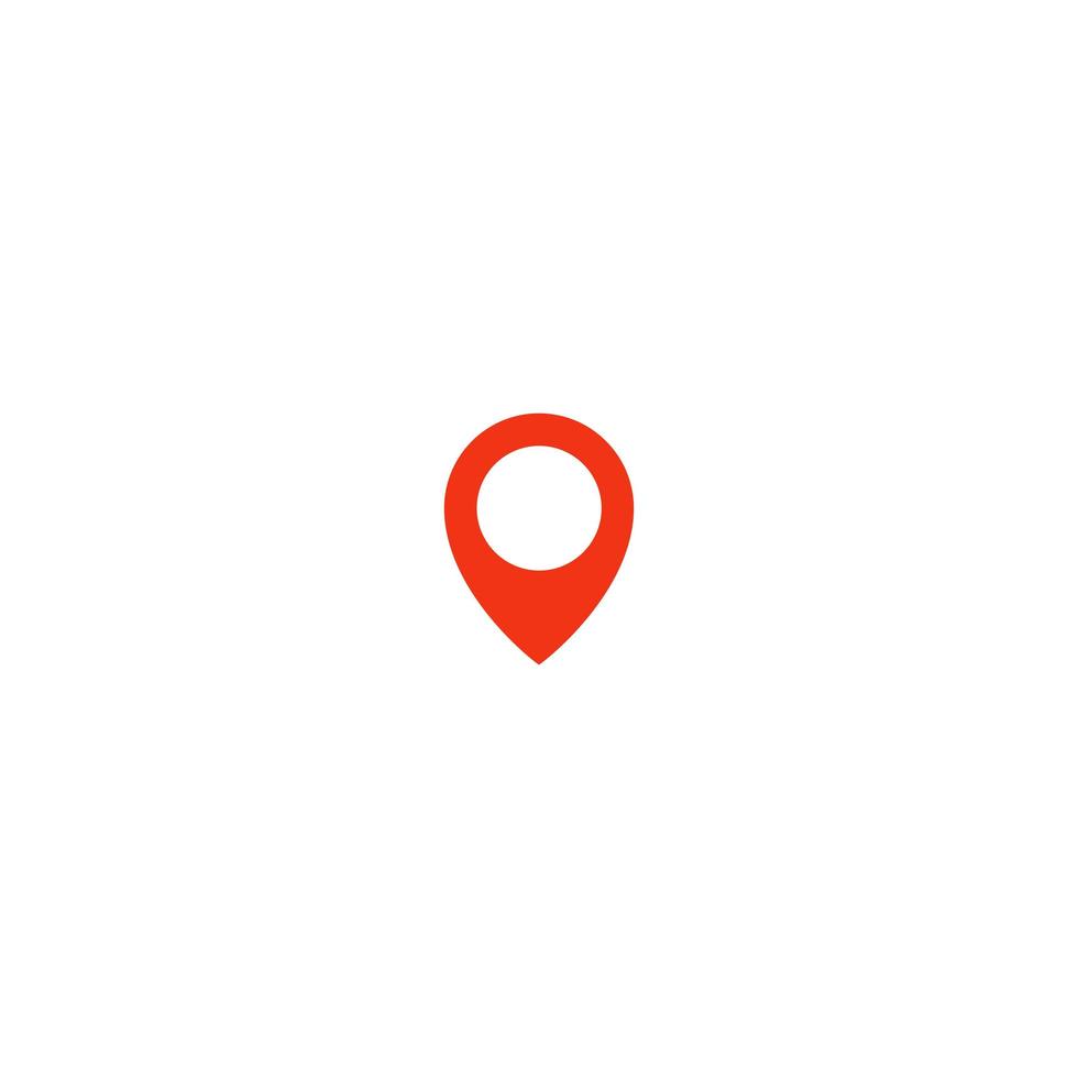 Standort-Pin-Symbol. roter Taxi-Zeiger. einfache flache punktschablone. Infografik-Designelement für Navigations-App, auf Kartenmarkierung platzieren. isolierte Vektor-Illustration auf weißem Hintergrund. vektor
