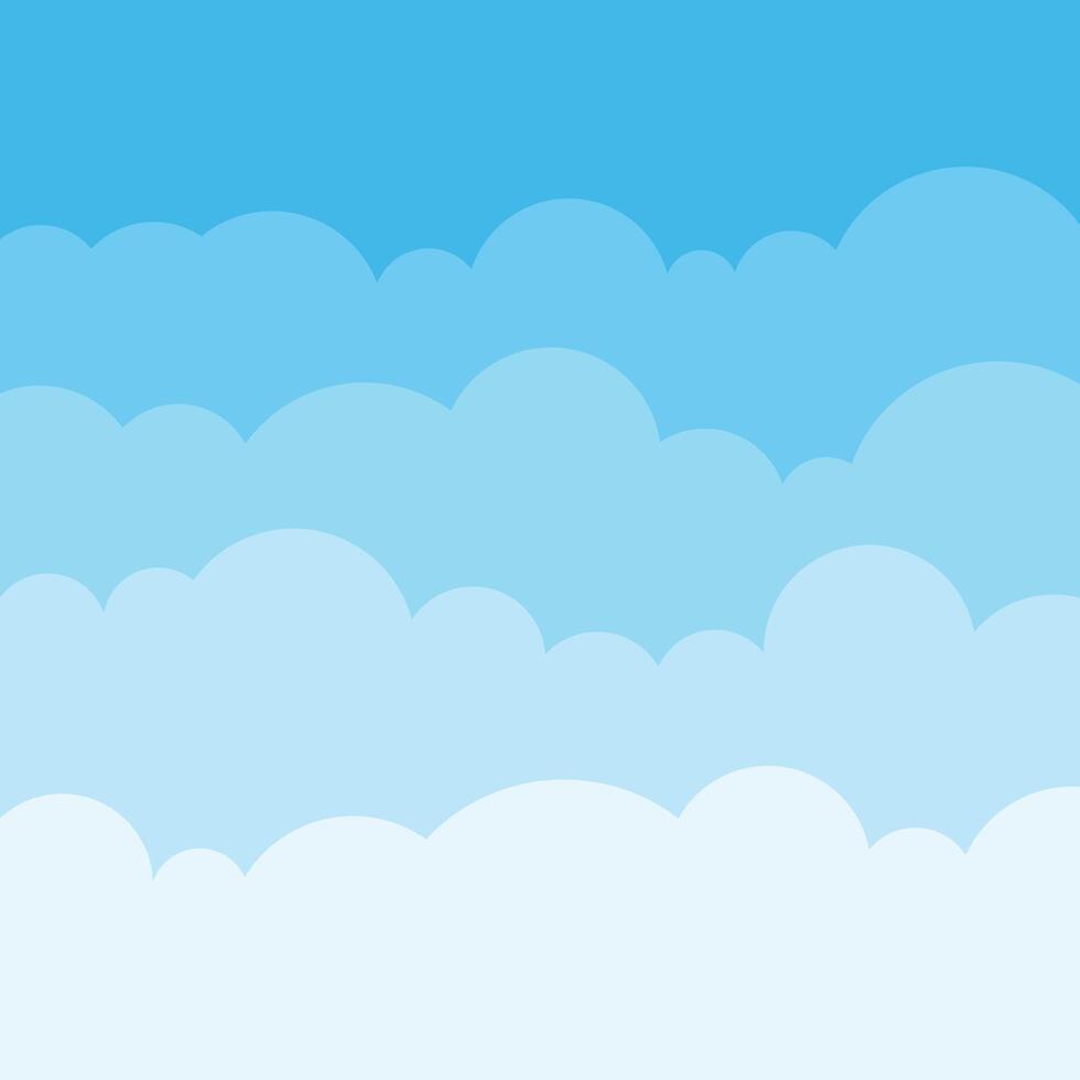 Blau Himmel mit Weiß Wolken im eben Stil. luftig Atmosphäre Illustration auf isoliert Hintergrund. Natur Zeichen Geschäft Konzept. vektor