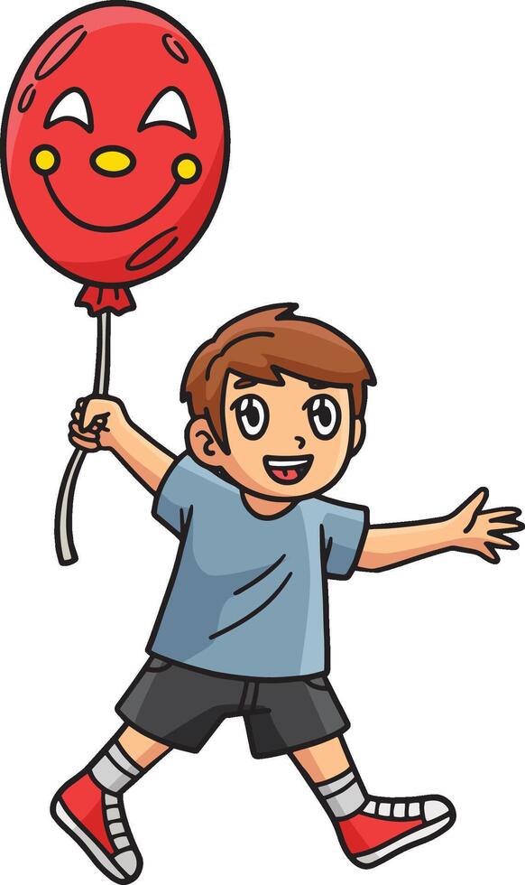 Zirkus Kind mit ein Clown Ballon Karikatur Clip Art vektor