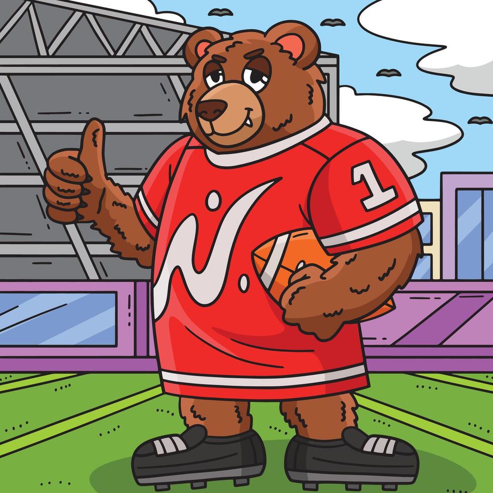 amerikan fotboll Björn maskot färgad tecknad serie vektor