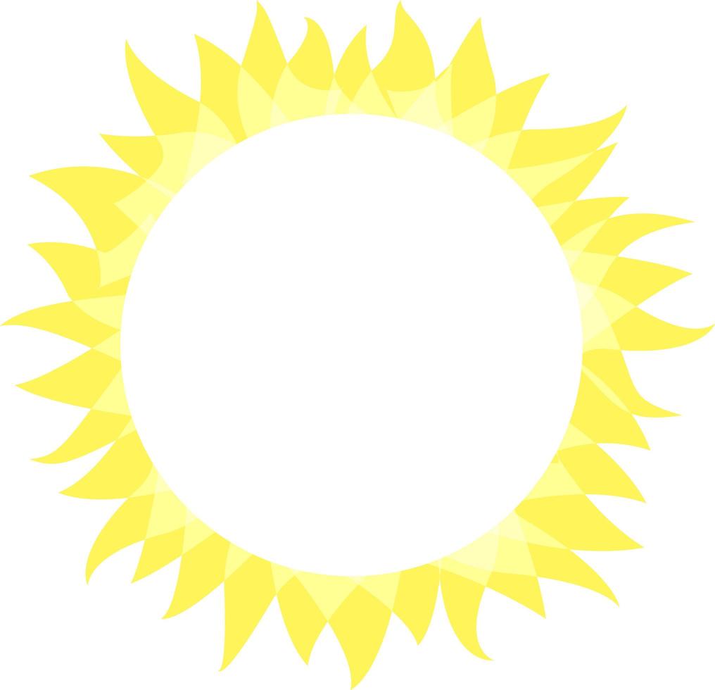 Sonnensymbol. sonnige helle Kreisform mit Strahlen. Sommersonne scheint hell, flache einfache Logovorlage, Konzeptdesign. Vektorillustration auf weißem Hintergrund vektor