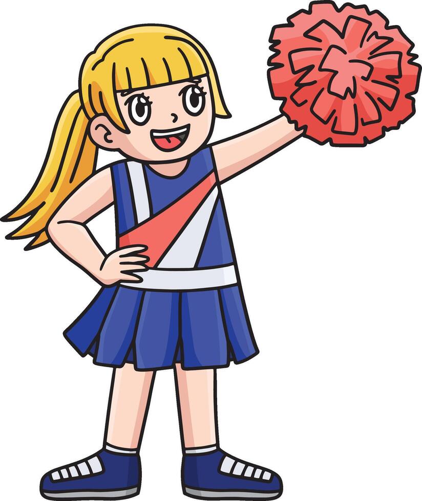 Cheerleader Mädchen erziehen Pompons Karikatur Clip Art vektor