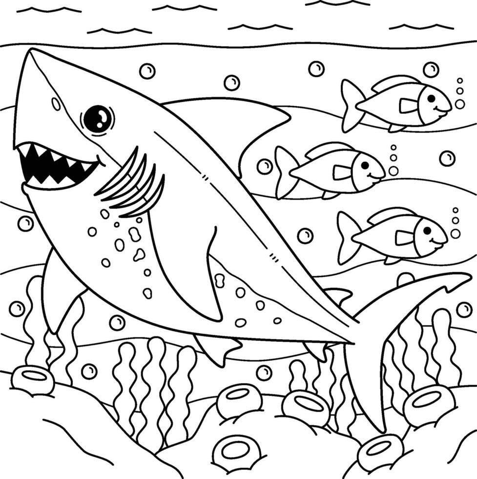 Lachs Hai Färbung Seite zum Kinder vektor