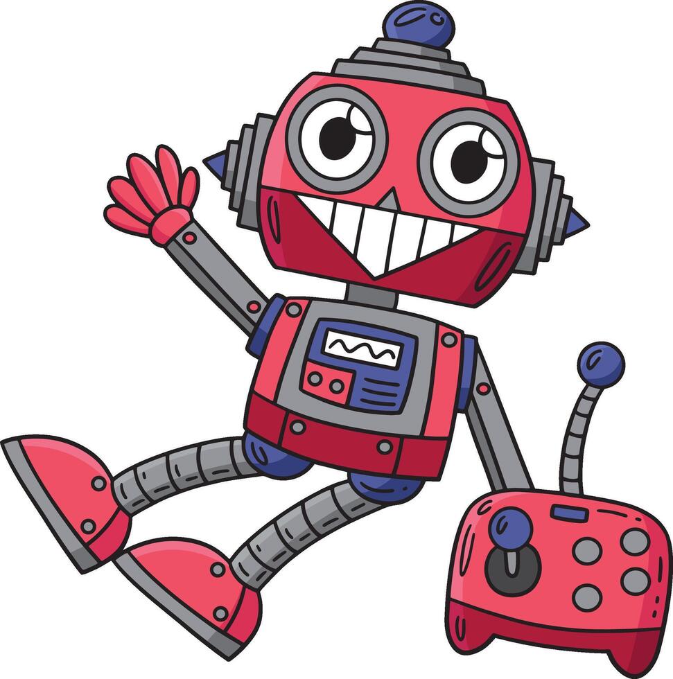 robot och avlägsen tecknad serie färgad ClipArt vektor