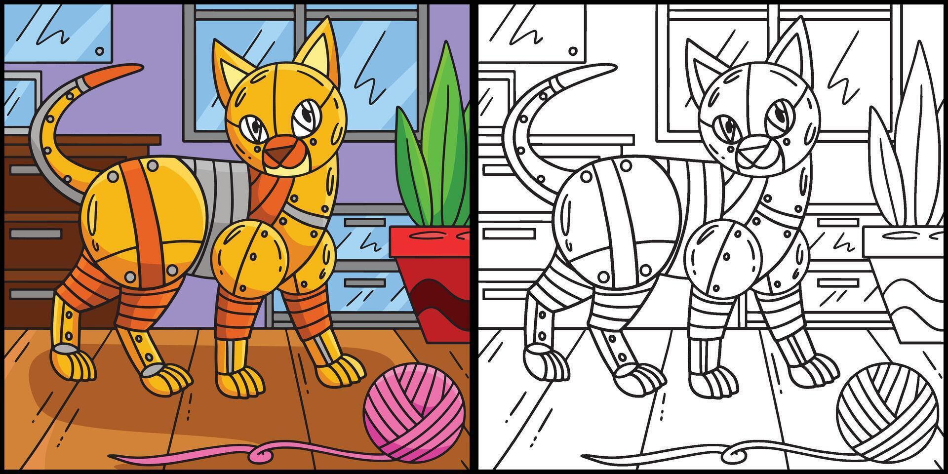 robot katt färg sida färgad illustration vektor