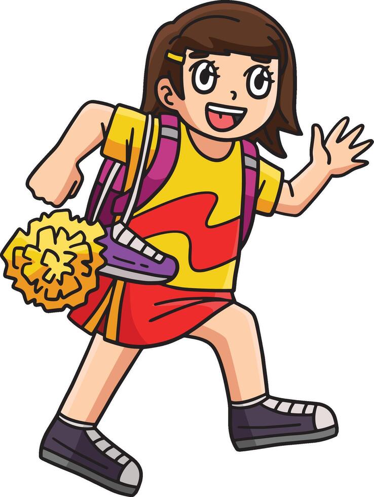 Cheerleader Mädchen Gehen Karikatur farbig Clip Art vektor