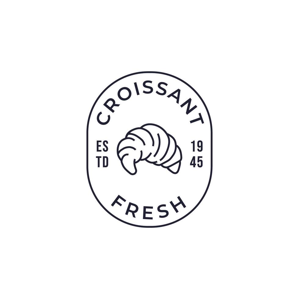 Illustration von ein Bäckerei Geschäft Logo Symbol, mit Zuhause gemacht Croissant vektor