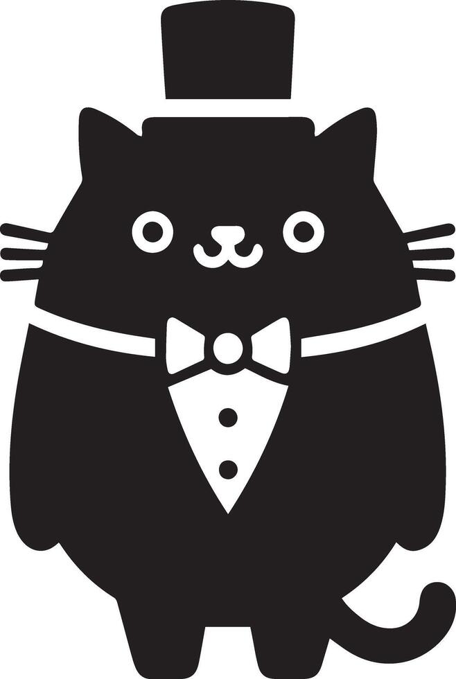 minimal rolig karaktär, herr. katt, silhuett, svart Färg silhuett, vit bakgrund 19 vektor