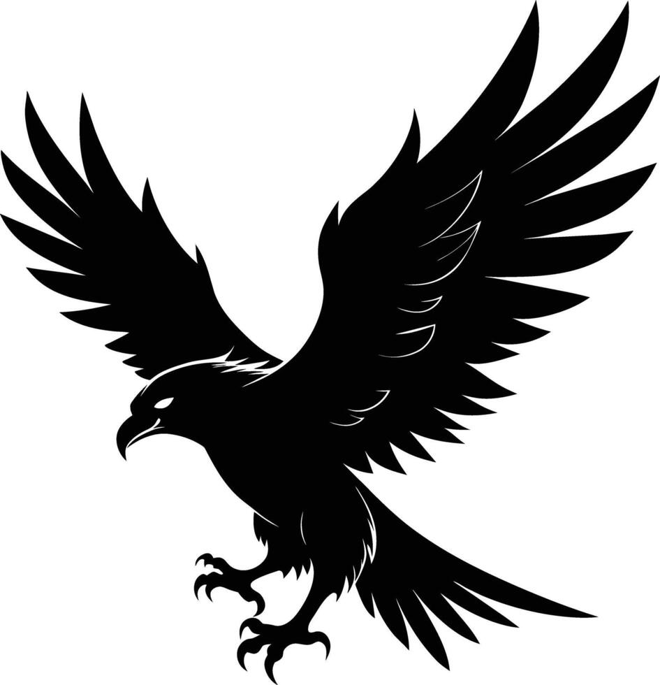 ein schwarz und Weiß Silhouette von ein Adler vektor