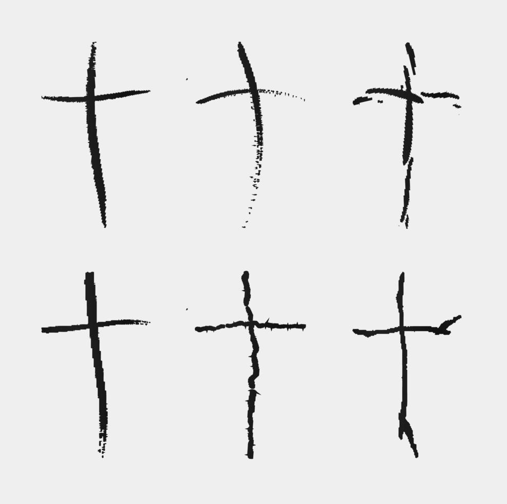 Kreuzsymbole gesetzt. christen symbol. abstraktes Symbol des Glaubens an Gott. Illustration. vektor