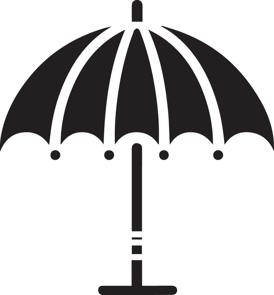 minimal utomhus- parasoll ikon silhuett, vit bakgrund vektor