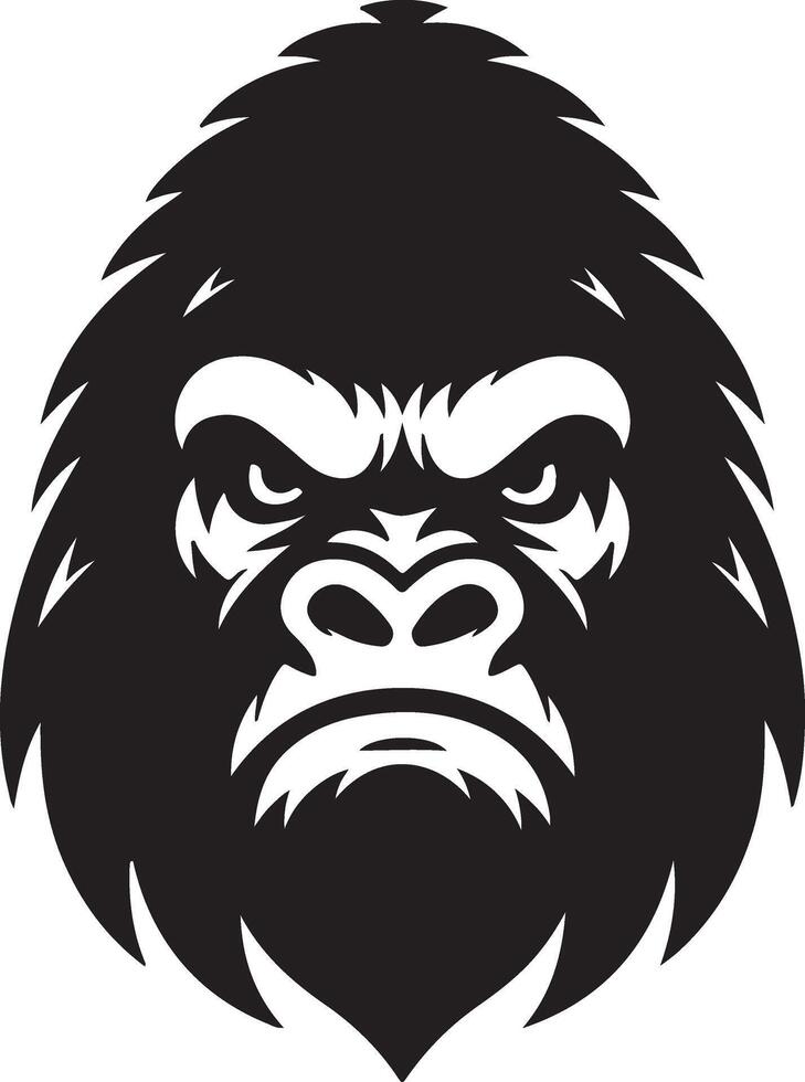 arg gorilla ylande ansikte logotyp silhuett , svart Färg silhuett 8 vektor