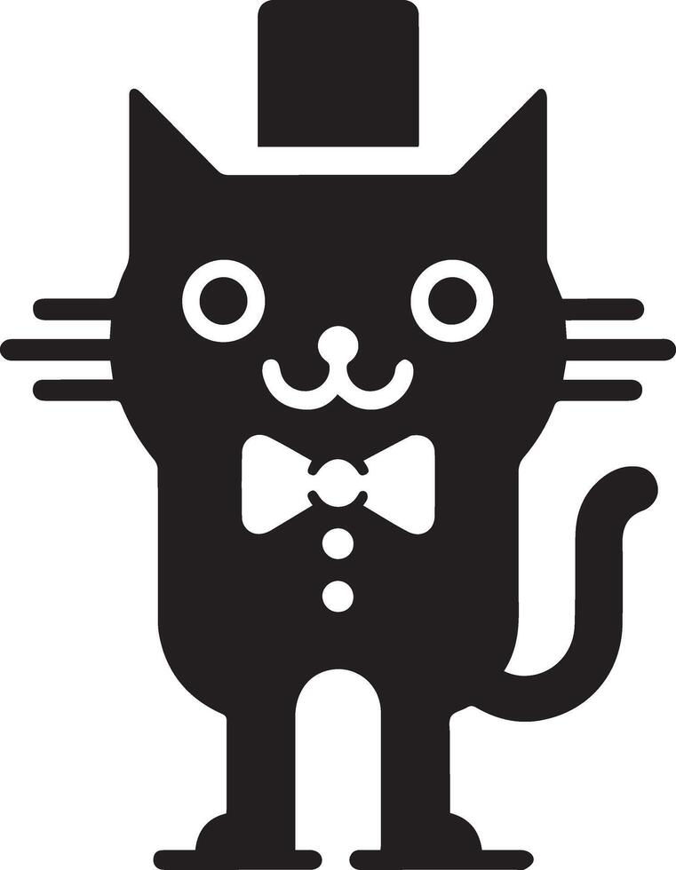 minimal rolig karaktär, herr. katt, silhuett, svart Färg silhuett, vit bakgrund 11 vektor