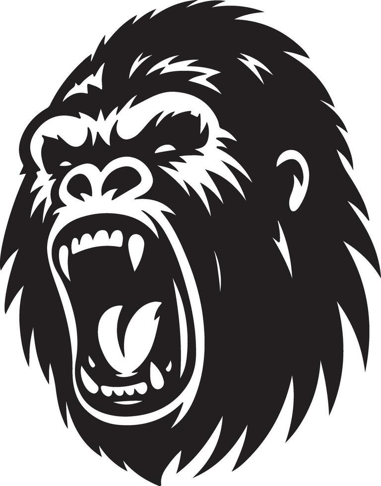 wütend Gorilla Heulen Gesicht Logo Silhouette , schwarz Farbe Silhouette 15 vektor
