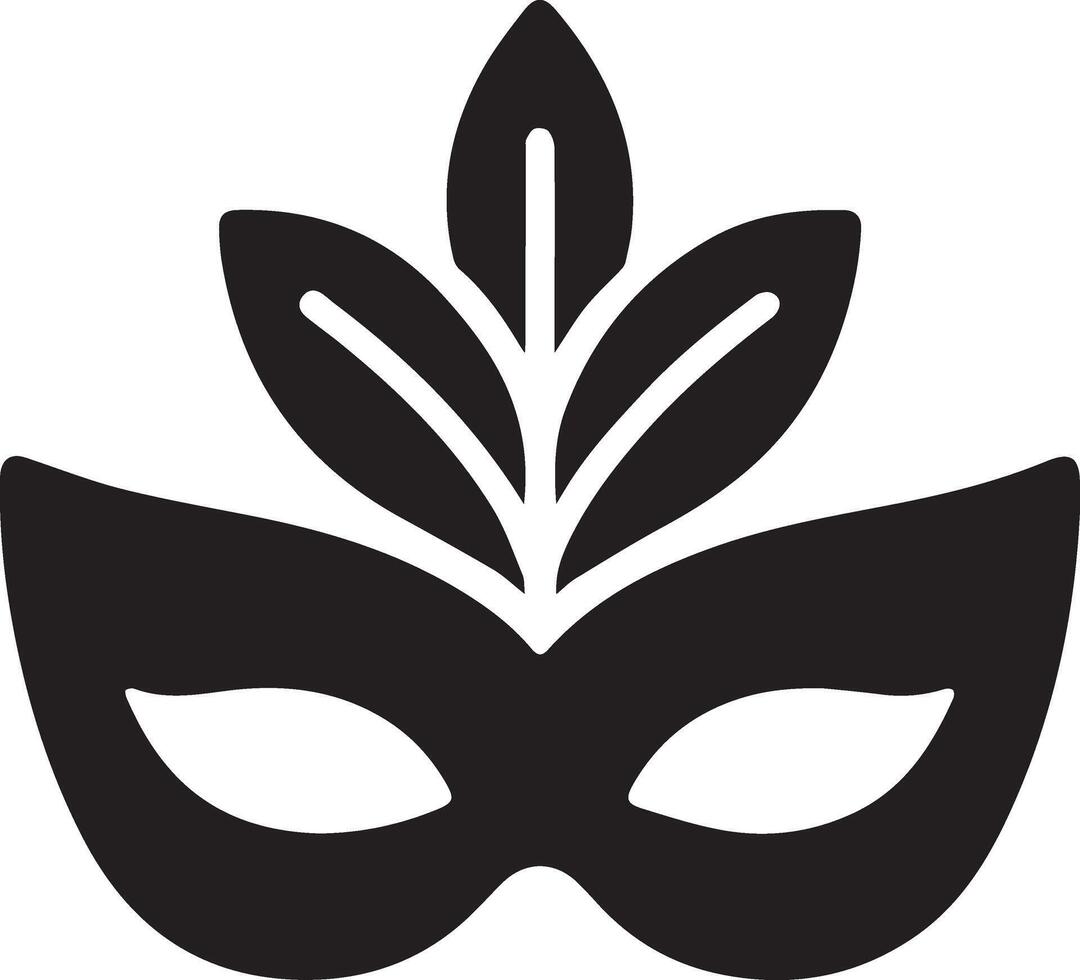 minimal karneval mask ikon silhuett, vit bakgrund, fylla med svart vektor