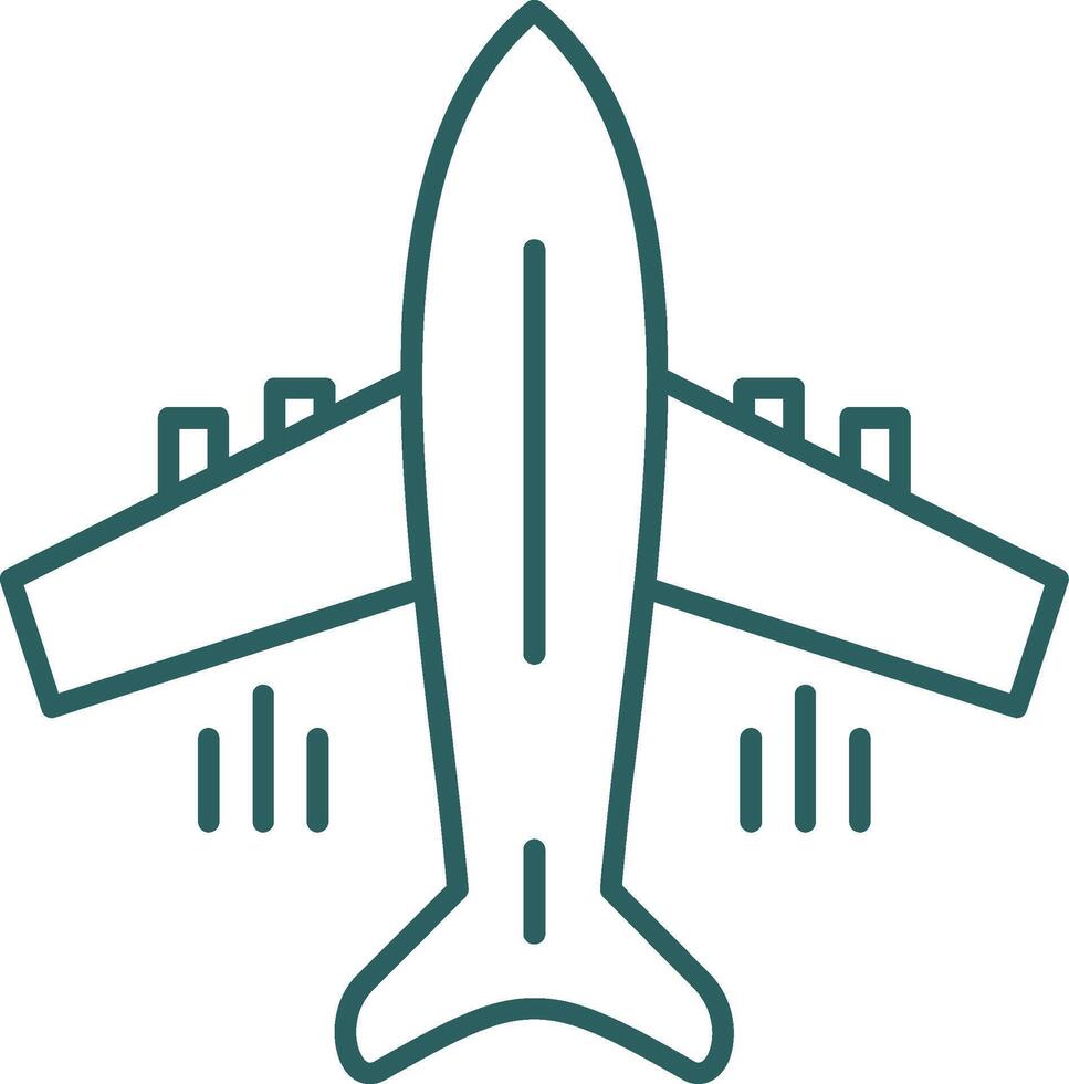 flygande flygplan linje lutning runda hörn ikon vektor