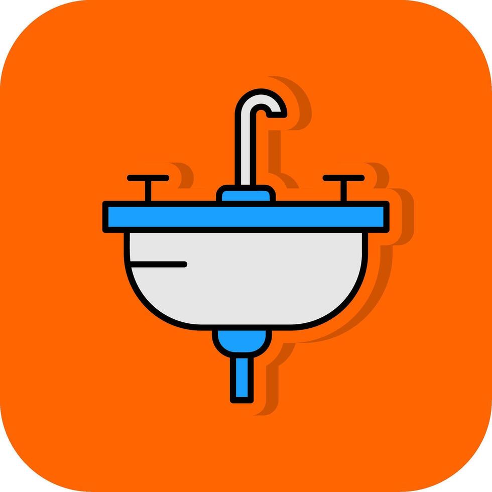 Waschbecken gefüllt Orange Hintergrund Symbol vektor