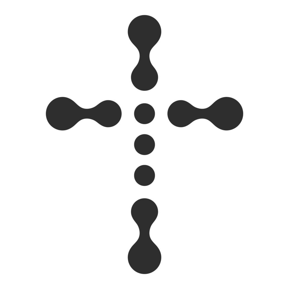 christliches Symbol, schwarzes Verbindungspunktkreuzsymbol. Vorlage für das Kirchenlogo. isolierte Vektor-Illustration. vektor