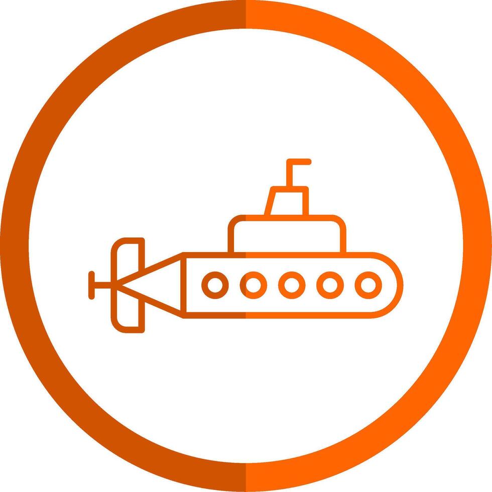 u-båt linje orange cirkel ikon vektor