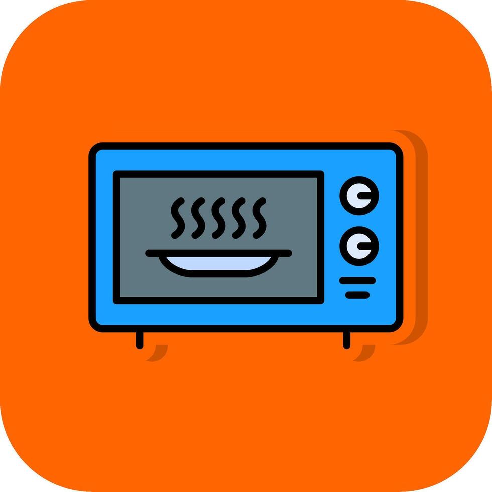 mikrovågsugn fylld orange bakgrund ikon vektor