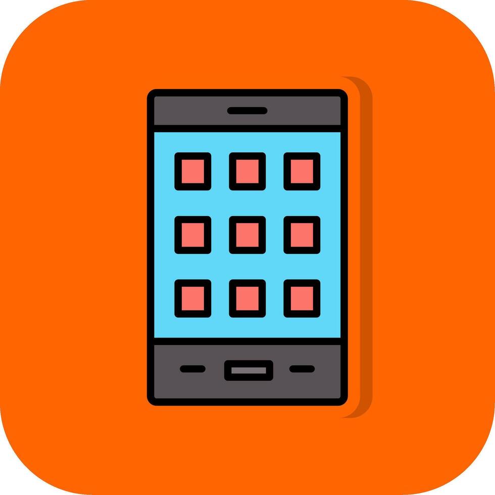 Handy, Mobiltelefon Telefon gefüllt Orange Hintergrund Symbol vektor