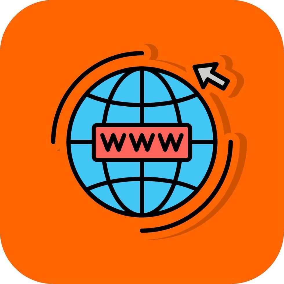 Webseite gefüllt Orange Hintergrund Symbol vektor