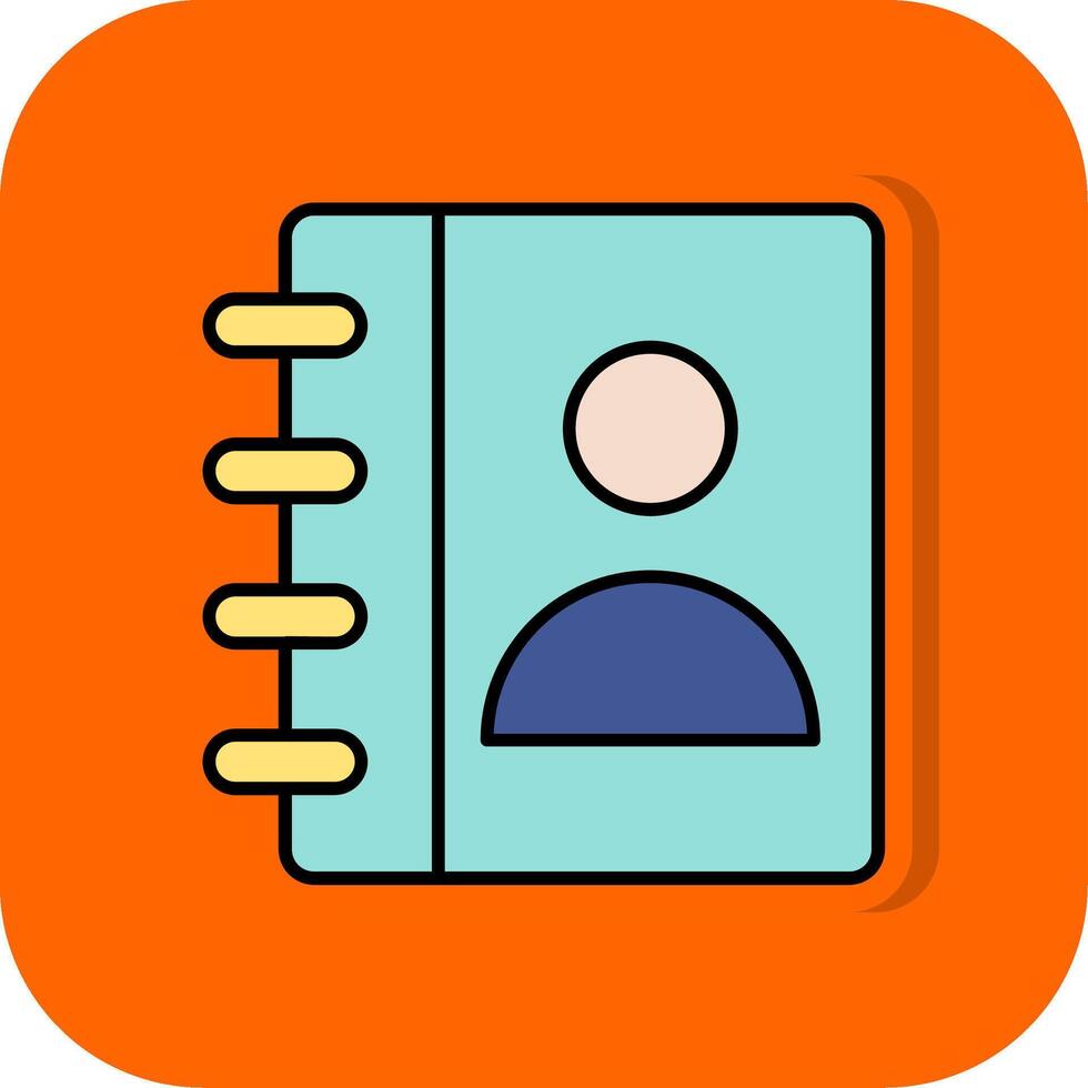 Kontakt Buch gefüllt Orange Hintergrund Symbol vektor
