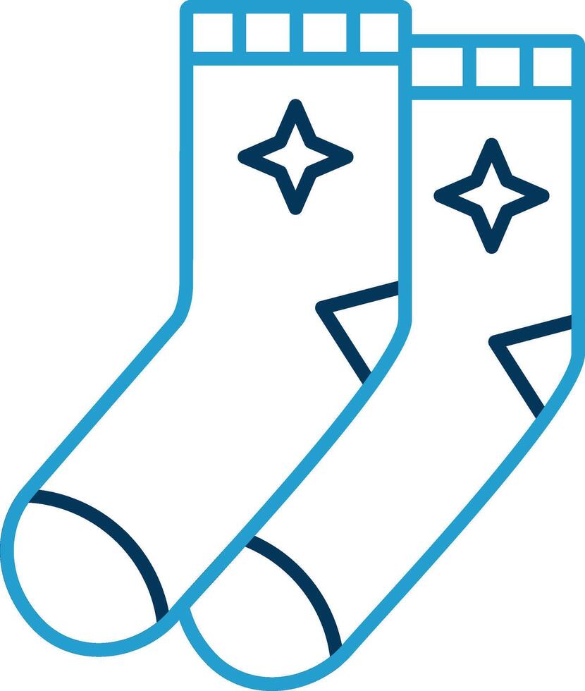 Socken Linie Blau zwei Farbe Symbol vektor