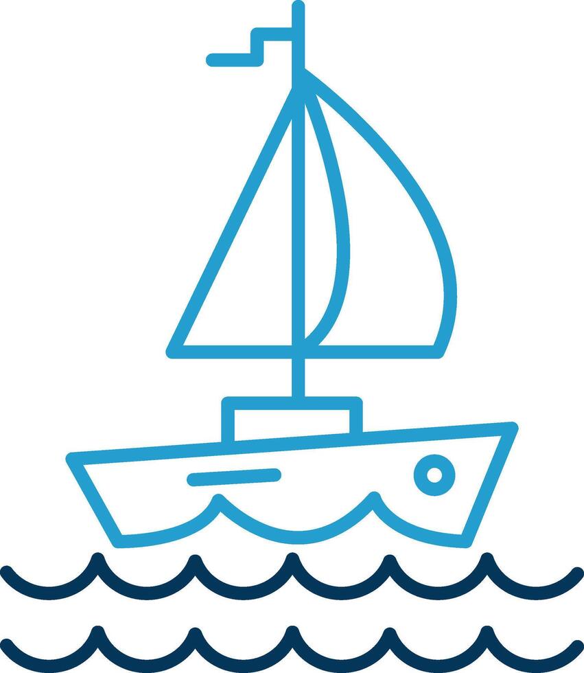 Yacht Linie Blau zwei Farbe Symbol vektor