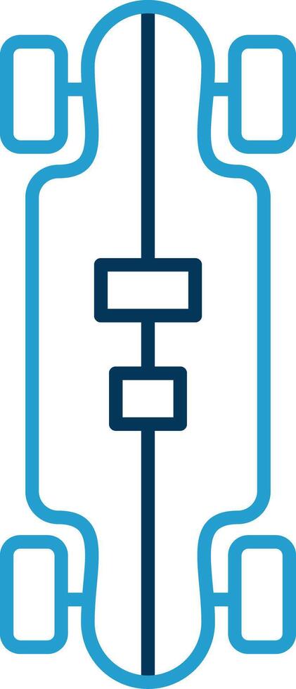 Longboard Linie Blau zwei Farbe Symbol vektor