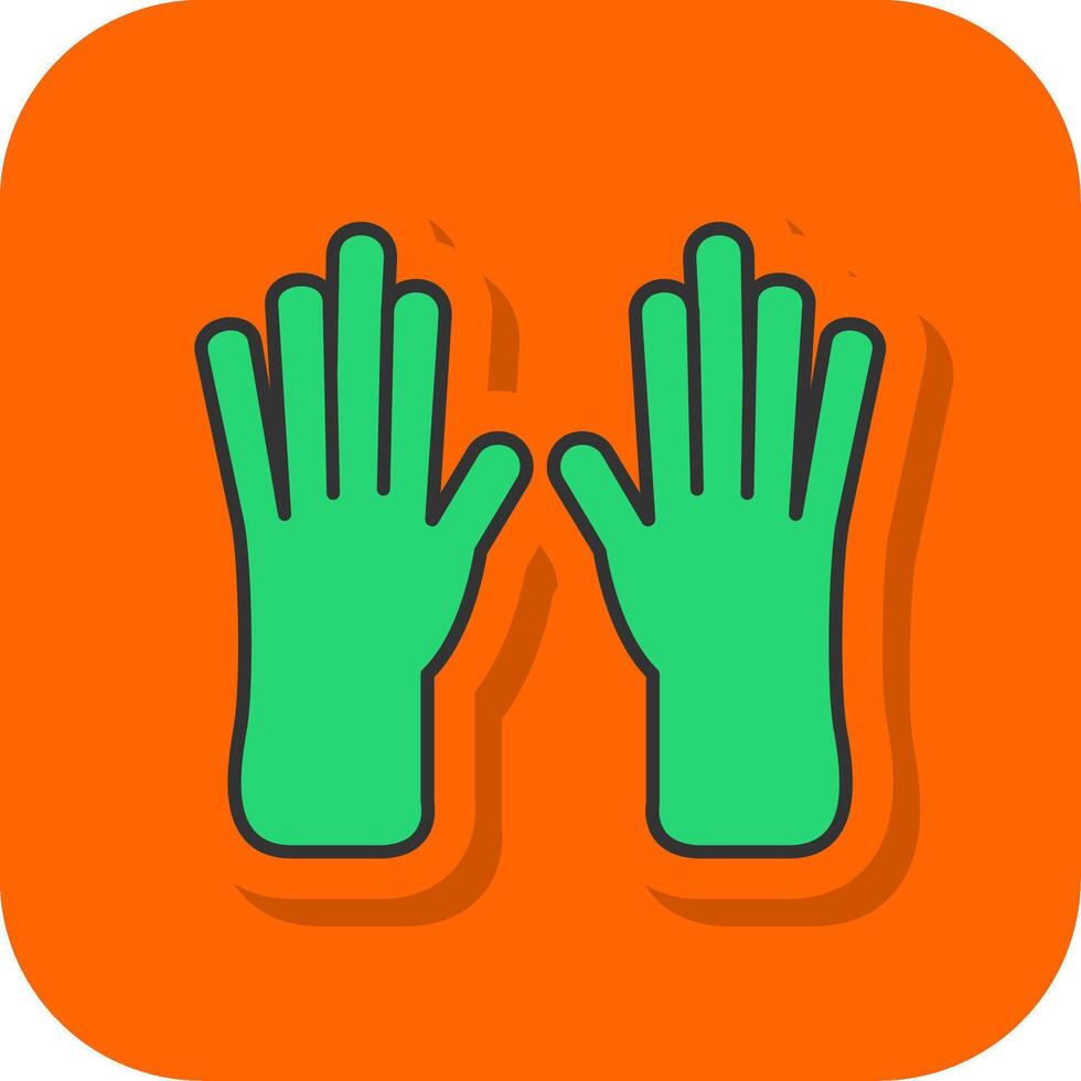 Leder Handschuhe gefüllt Orange Hintergrund Symbol vektor