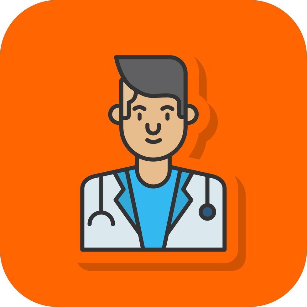 manlig läkare fylld orange bakgrund ikon vektor