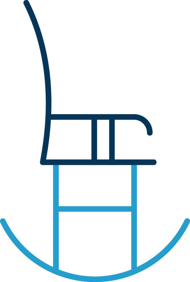 gungande stol linje blå två Färg ikon vektor