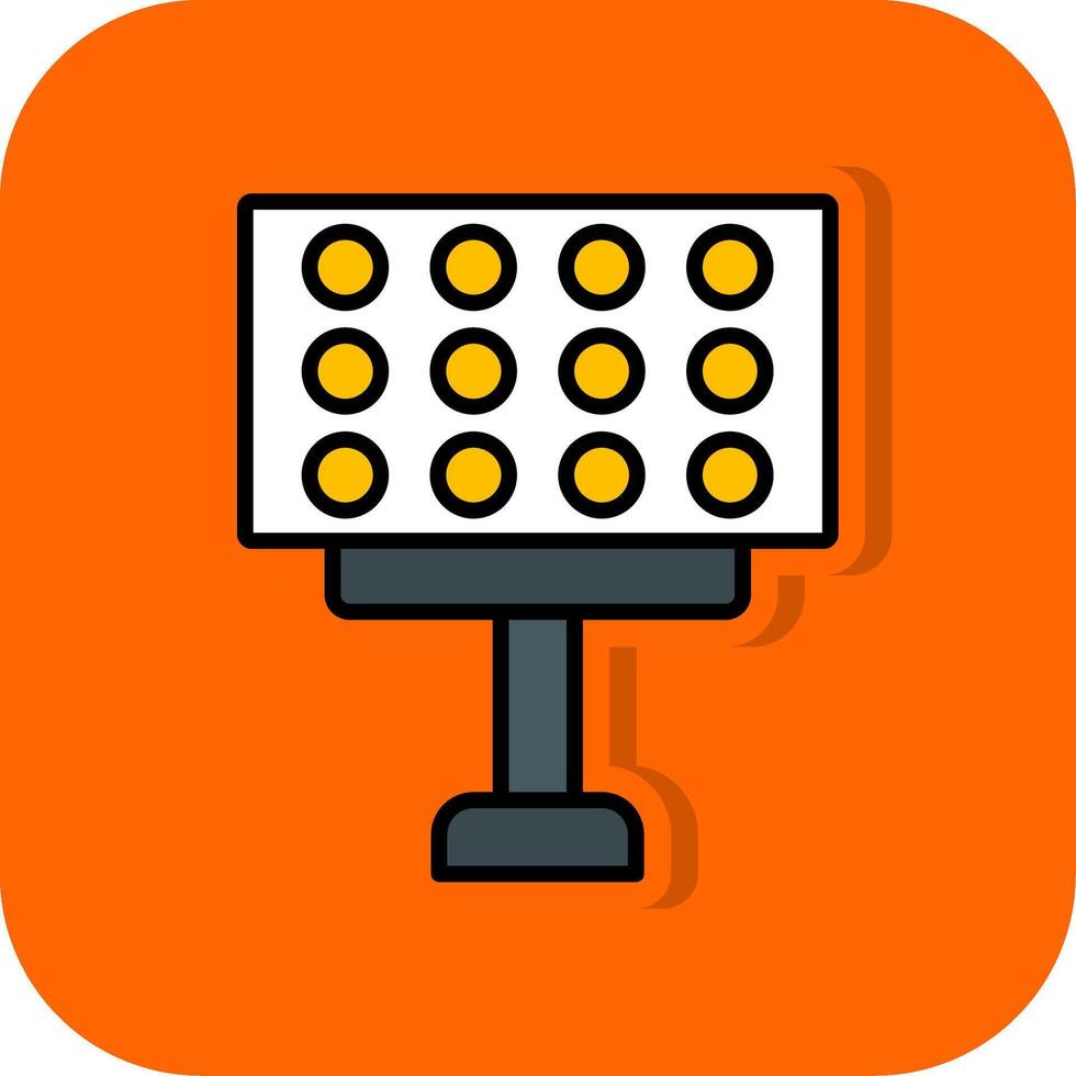stadion lampor fylld orange bakgrund ikon vektor