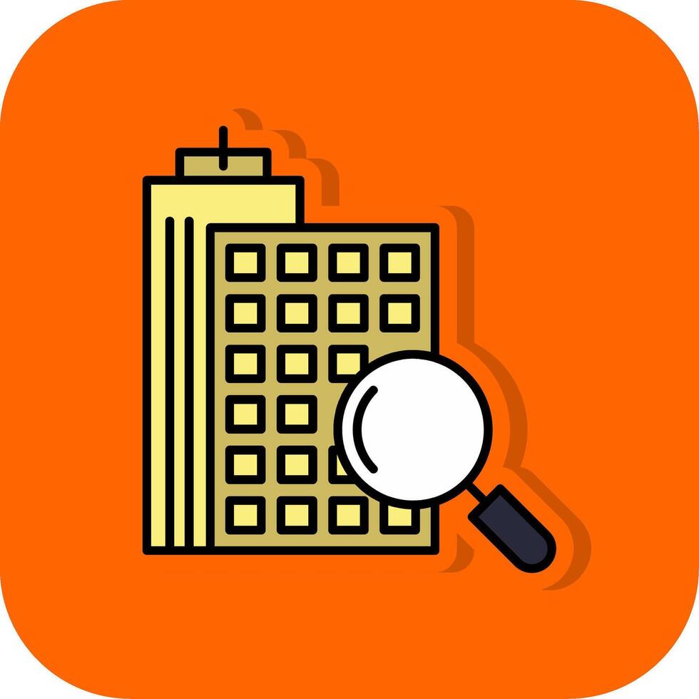 Suche Wohnung gefüllt Orange Hintergrund Symbol vektor