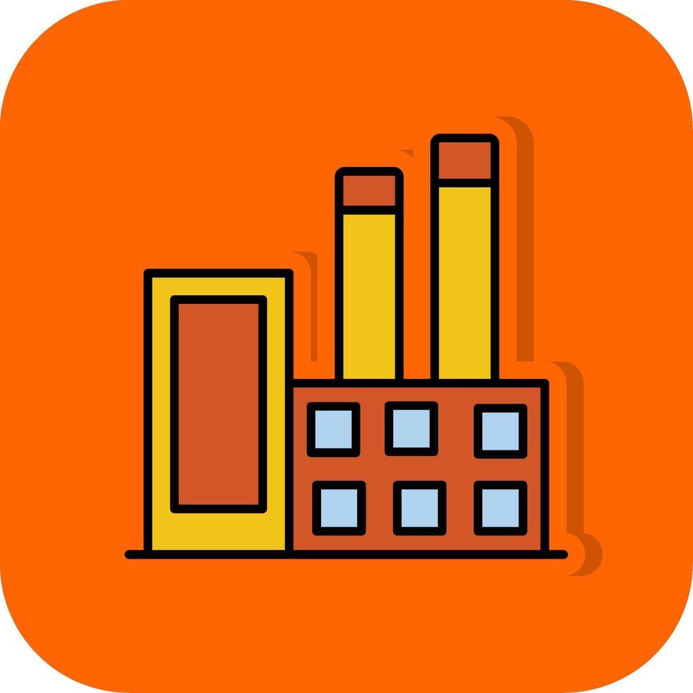 industriell byggnader fylld orange bakgrund ikon vektor