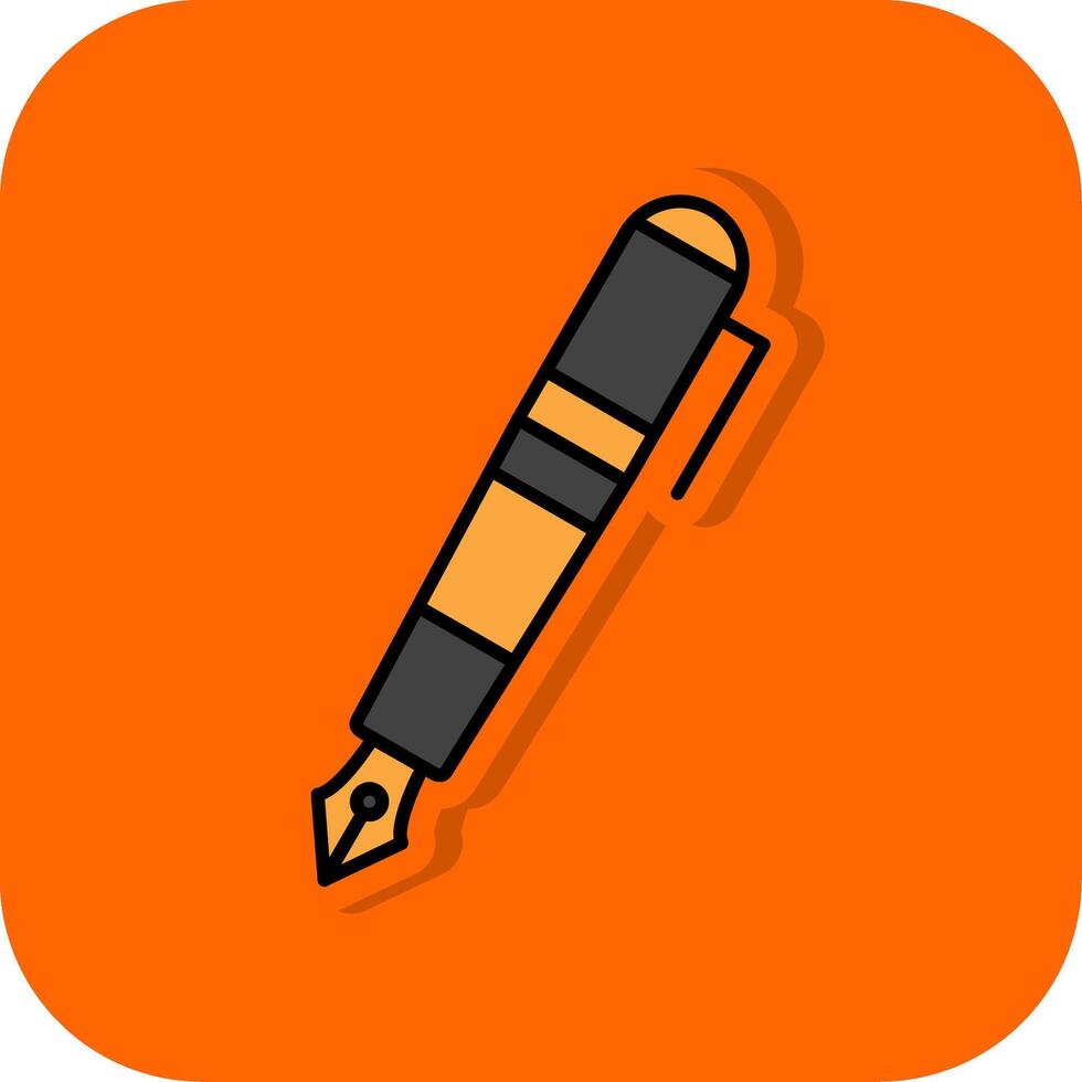 Brunnen Stift gefüllt Orange Hintergrund Symbol vektor