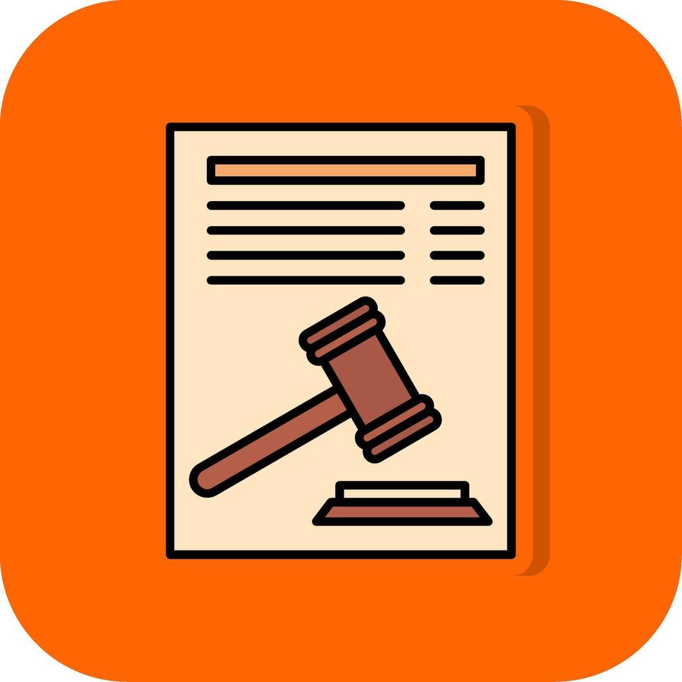Rättslig dokumentera fylld orange bakgrund ikon vektor