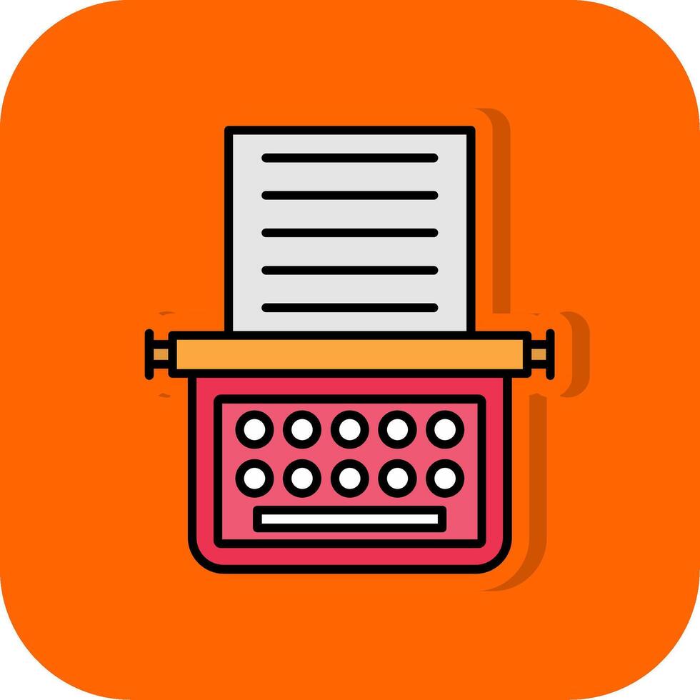 skrivmaskin fylld orange bakgrund ikon vektor