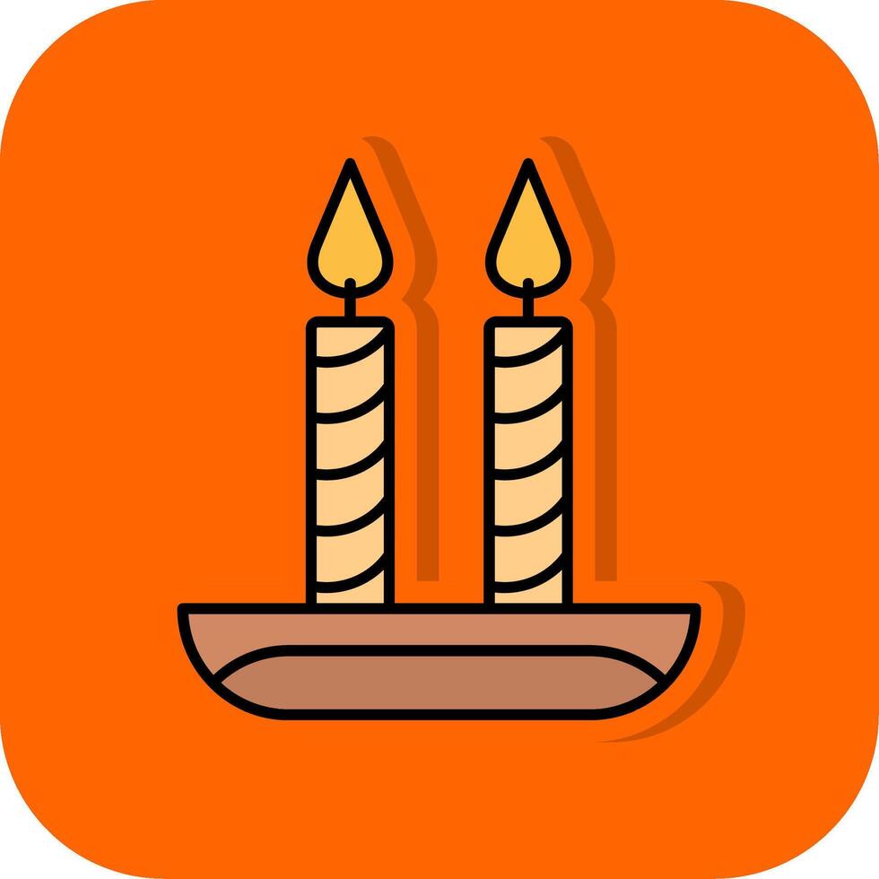 Kerze gefüllt Orange Hintergrund Symbol vektor