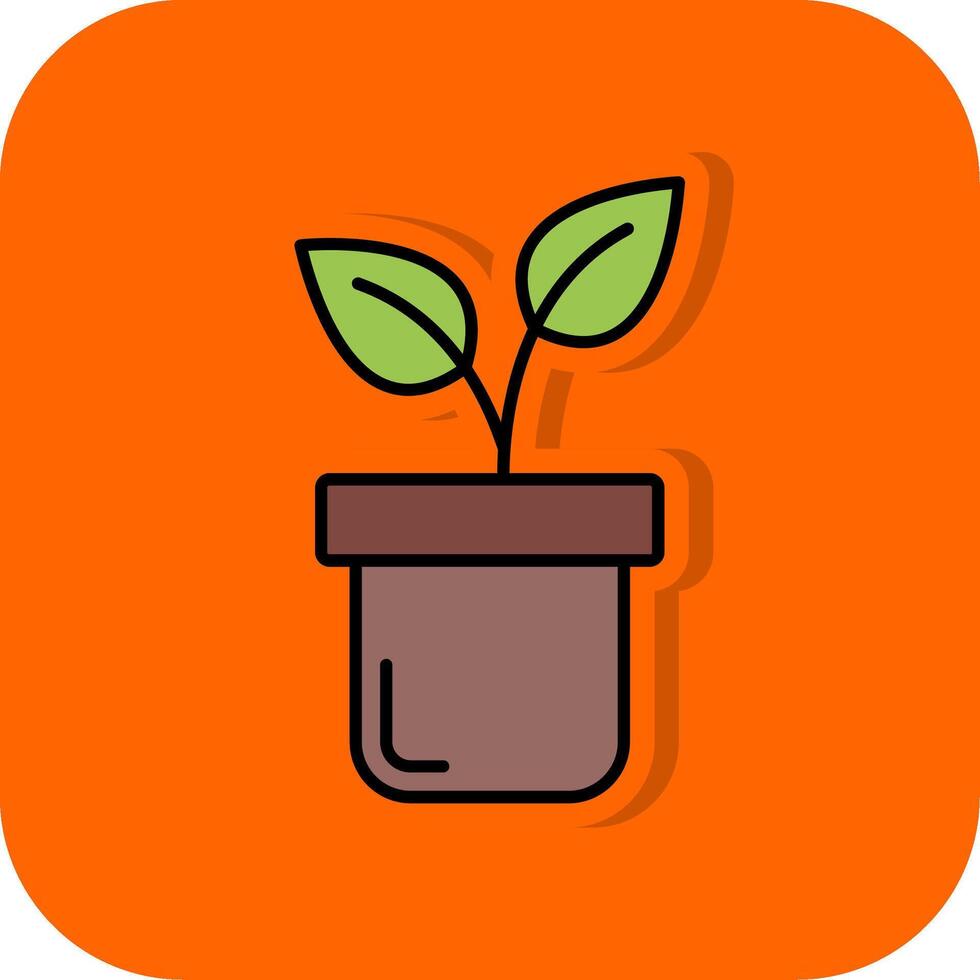 växter fylld orange bakgrund ikon vektor