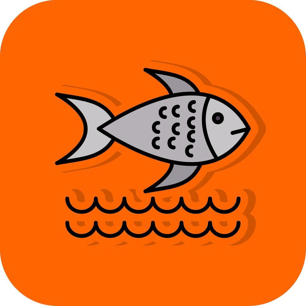 fisk fylld orange bakgrund ikon vektor