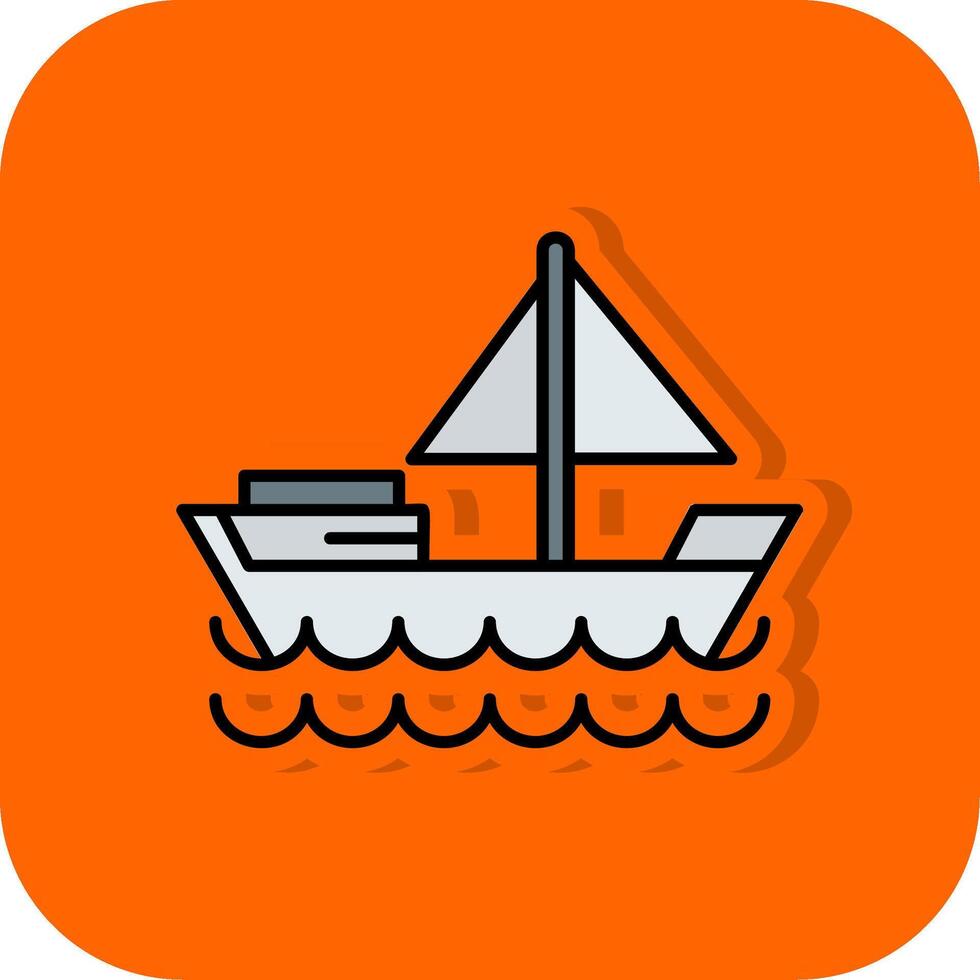 Schlauchboot gefüllt Orange Hintergrund Symbol vektor