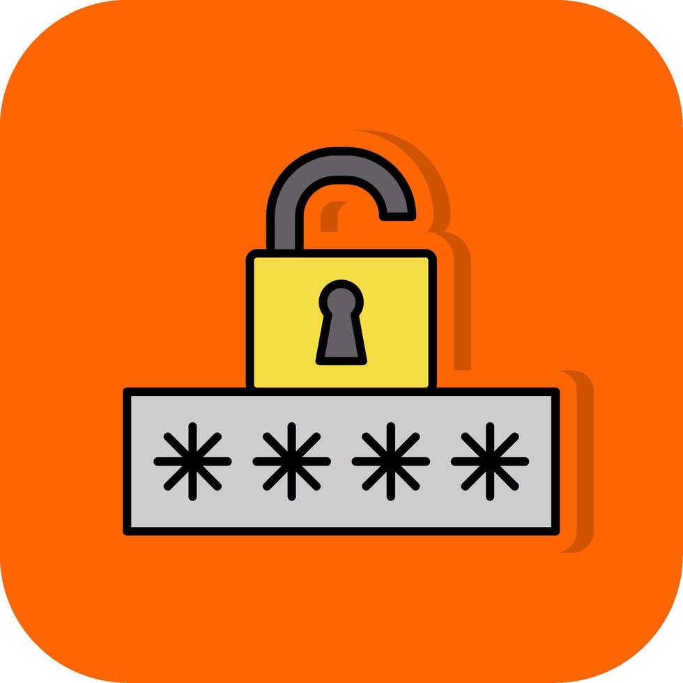 bruten Lösenord fylld orange bakgrund ikon vektor